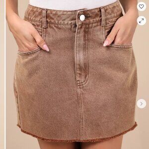 Noam Washed Brown Twill Mini Skirt Lulus